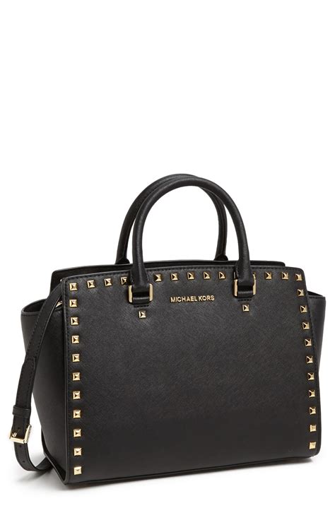 michael kors selma logo leather satchel